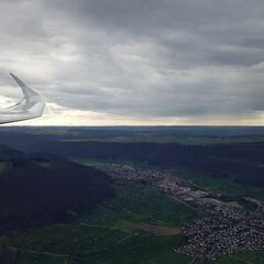 Flugwegposition um 15:36:14: Aufgenommen in der Nähe von Esslingen, Deutschland in 1010 Meter